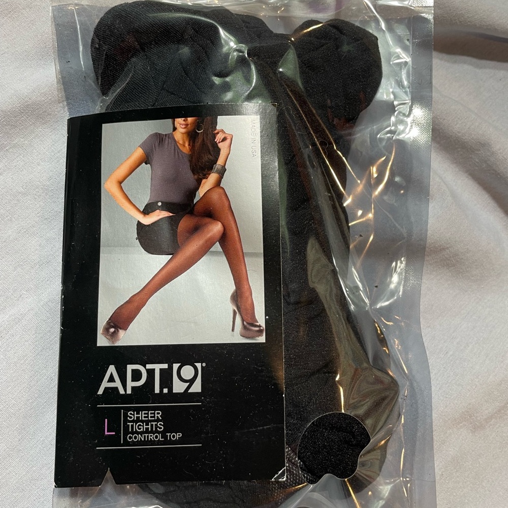 🔥🔥Apt 9 black tights. Size large. NWT. Still in packaging. Never opened.